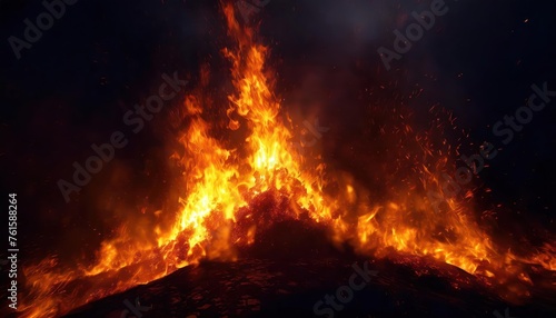 flames rising and moving at dark nigh in blurred background   high quality photo 