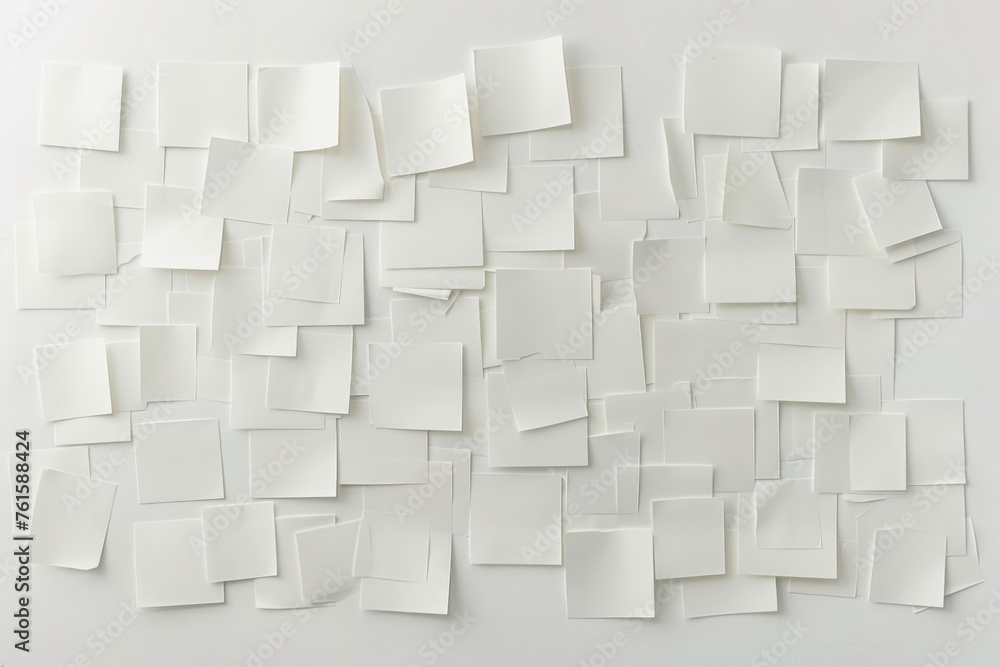 Abstract arrangement of white sticky notes on a plain background, representing ideas, planning, and organization. Concept of creativity, brainstorming, and productivity.
Abstract arrangement of white sticky notes on a plain background, representing ideas, planning, and organization. Concept of creativity, brainstorming, and productivity.