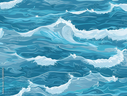 Seamless pattern background of beautiful blue ocean waves  © Business Pics