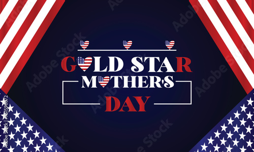 Gold Star Mother's Day stylish text with usa flag design