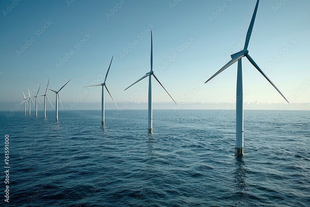  wind turbines in the sea for generating wind energy 