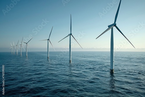  wind turbines in the sea for generating wind energy 