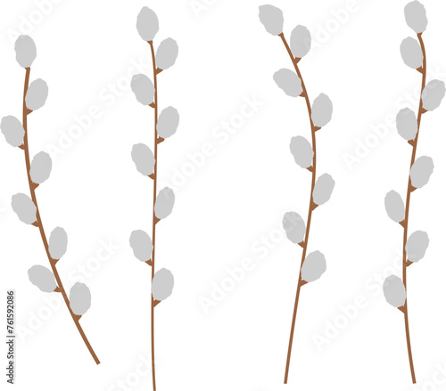 easter catkin spring willow branch collection set