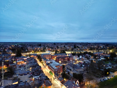 Aerial View of Illuminated Harpenden Town of England UK During Night photo