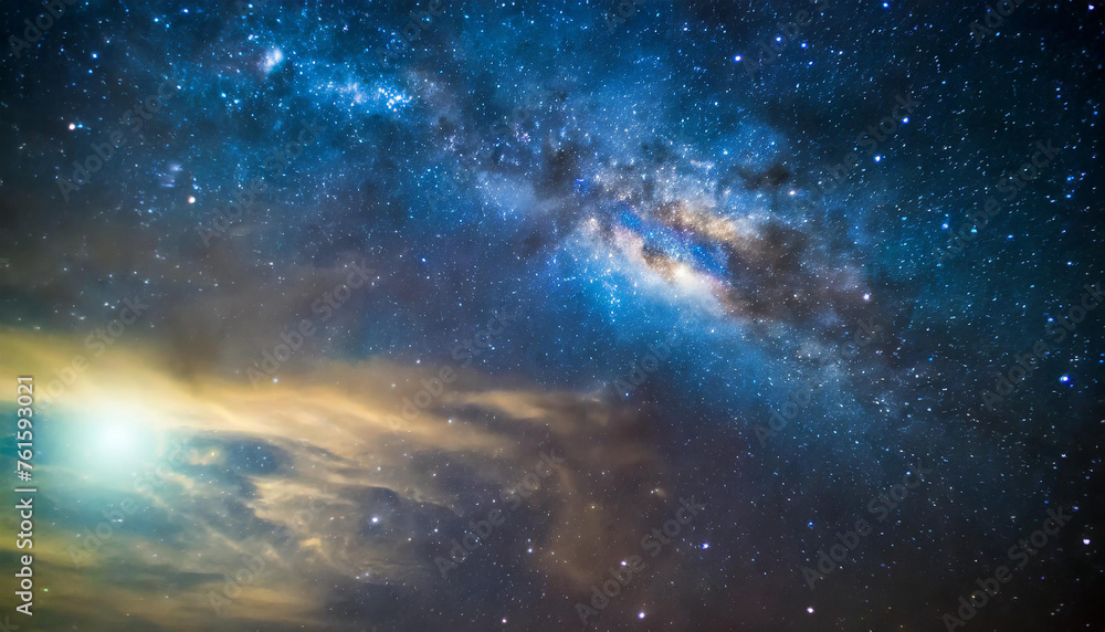 Fototapeta premium Abstract blue galaxy sky. Beautiful stars. Planetary nebula. Space background. Cosmos and universe