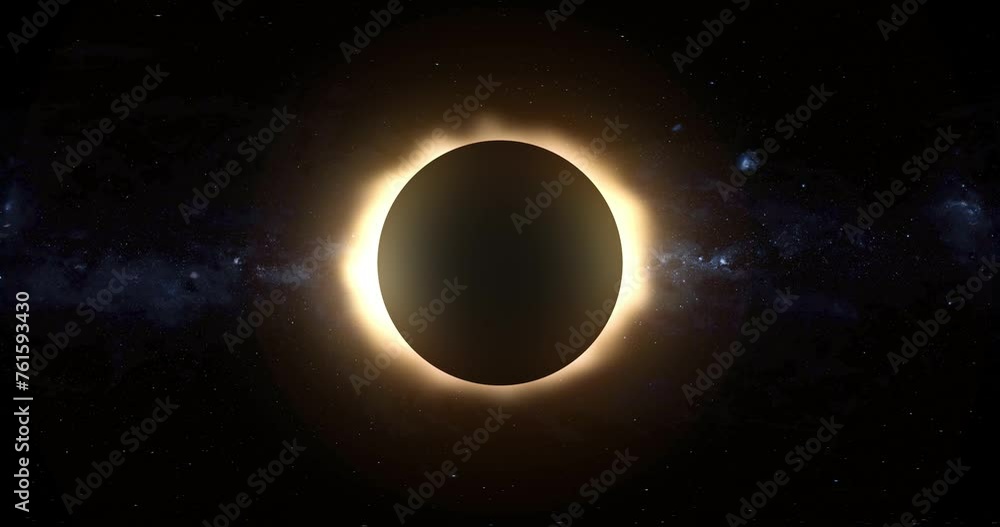 A slow zoom to a total solar eclipse in deep space.  	