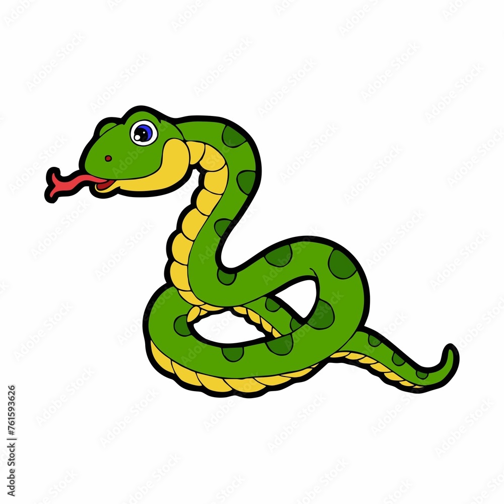 Fototapeta premium Green snake cartoon. Design image