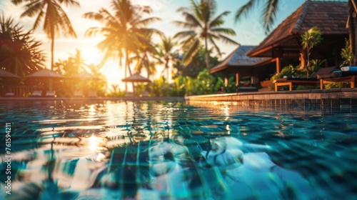tropical paradise luxury resort background with selective focus  © marimalina