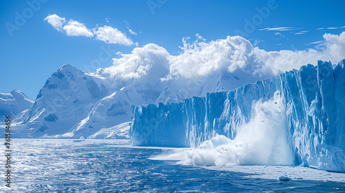Glacier melting  global warming and climate change  green house effect  future concept