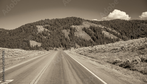 Road to Grand Teton National park in summer season