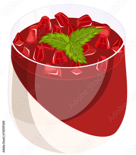 Pomegranate Panna Cotta - Italian dessert illustration