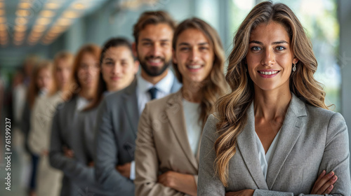 Group of business people, successful team, professional men and women smiling 