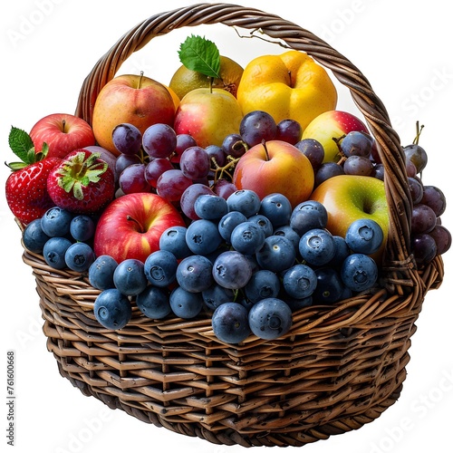 Vibrant fruit basket on white  bursting with color.