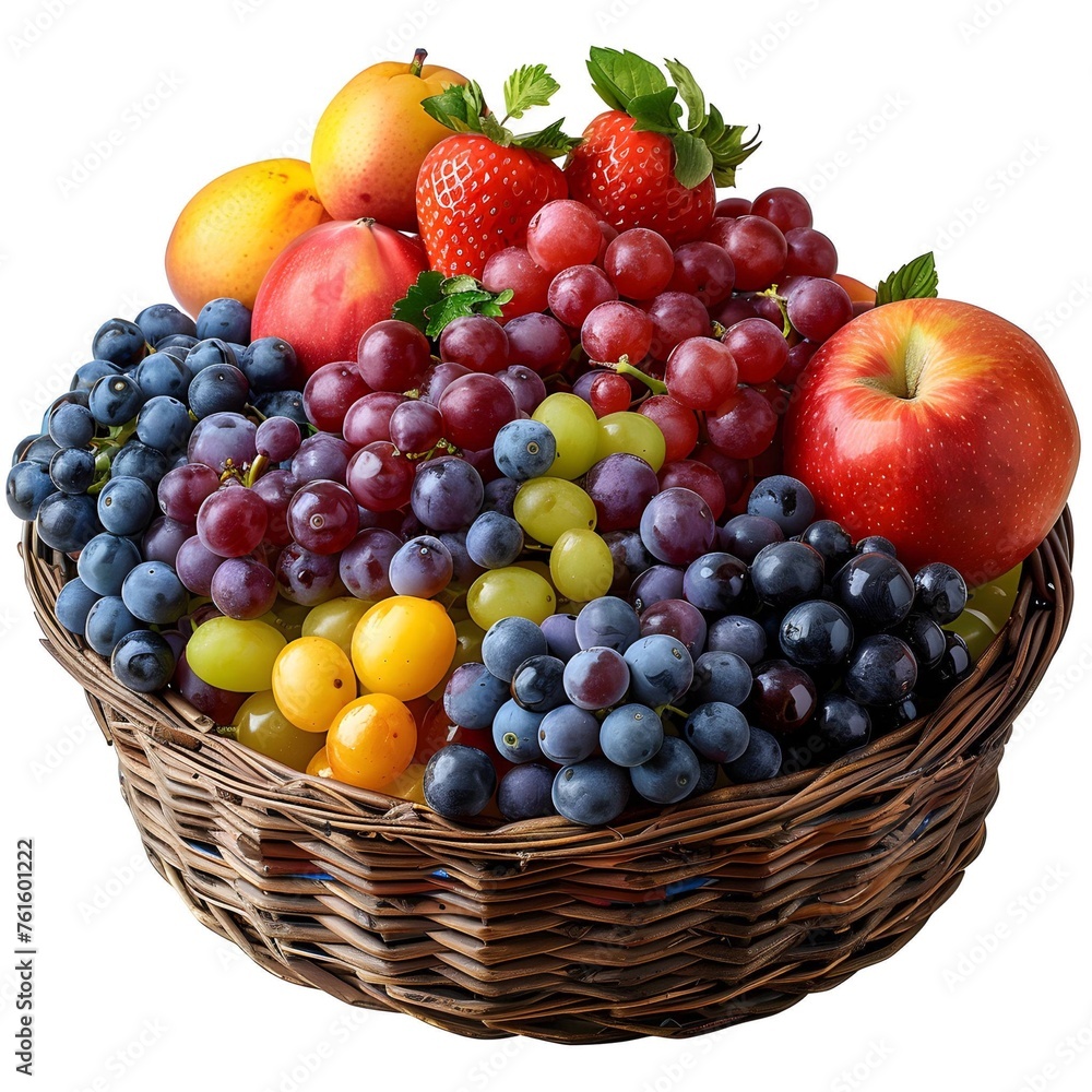 Mix of colorful fruits in a basket, high contrast. Mix of colorful fruits in a basket, high contrast.