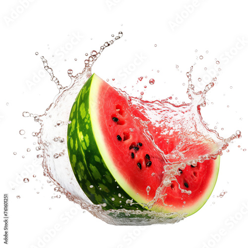 Watermelon splashing isolated on white background