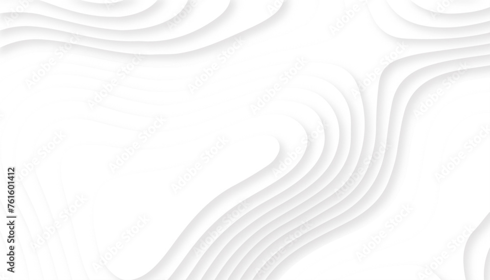 Vector paper cut layers create topography map concept or smooth origami paper carving craft. Wavy layered material design paper art poster.