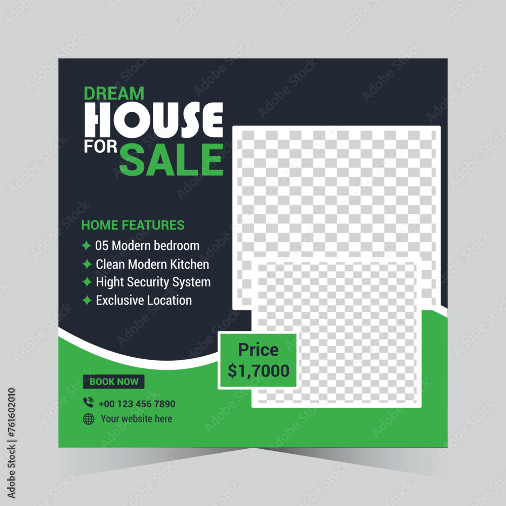 Real estate house social media post or square banner template Real estate house social media post or square banner template