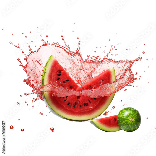 Watermelon splashing isolated on white background