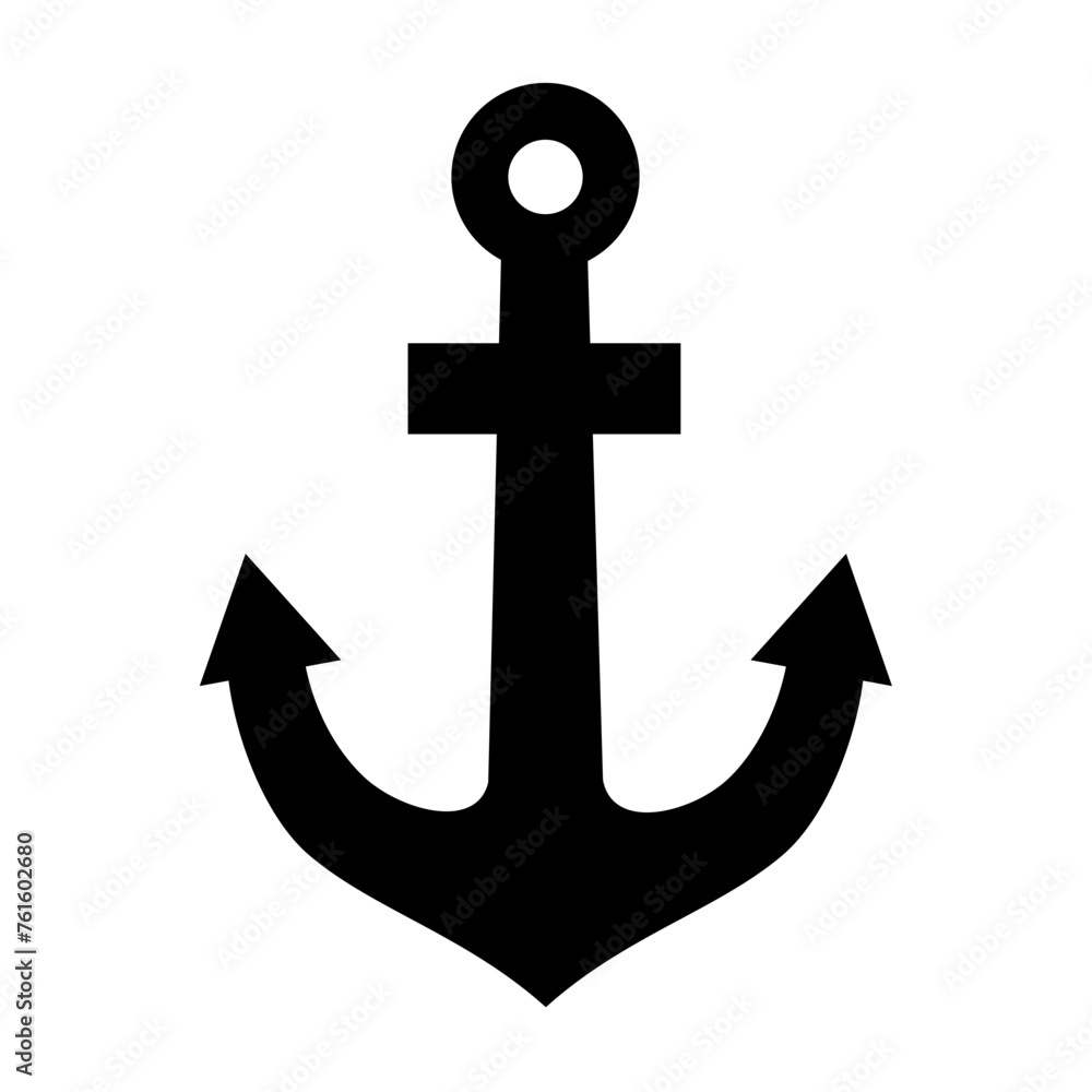 Anchor with rope silhouette. Vector image Anchor with rope silhouette. Vector image