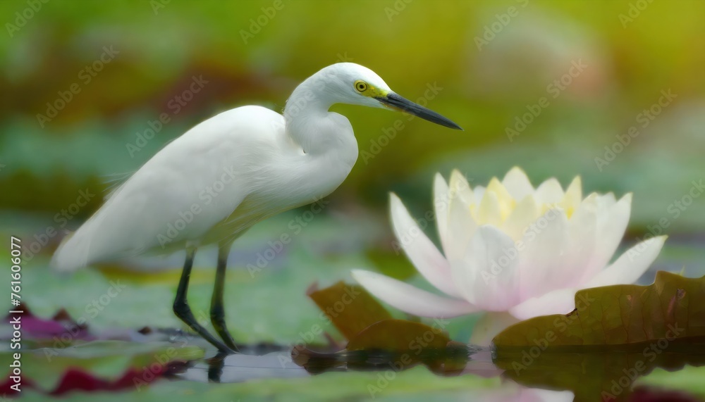 Little Egret in the Lotus Pond high quality photo Little Egret in the Lotus Pond high quality photo