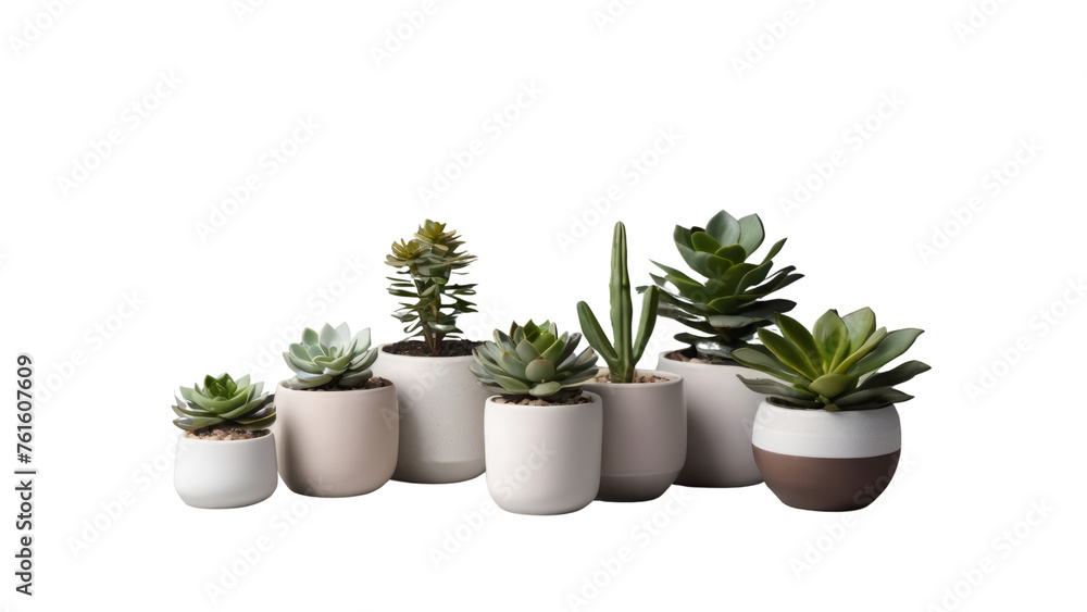 succulents in various pots