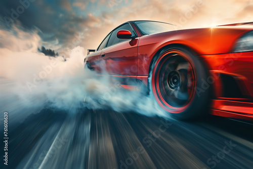 Drifting and racing concept. Background with selective focus and copy space