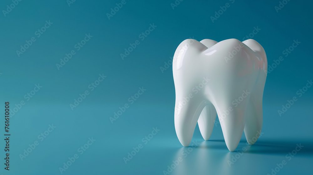 Close-up of a tooth on a blue background. Medical, dental design template Close-up of a tooth on a blue background. Medical, dental design template