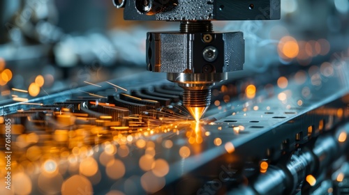 Precision machinery cutting metal with sparks flying,Industrial laser cutting technology in manufacturing