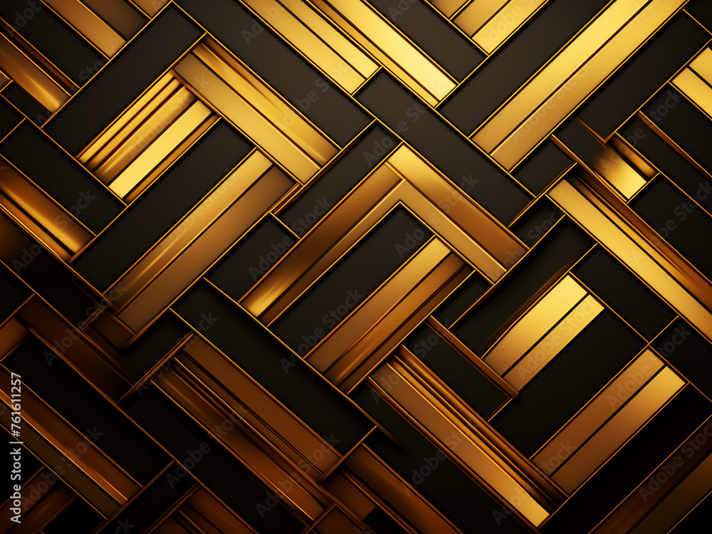 Golden precision: Geometric design on a gold backdrop. AI Generation.