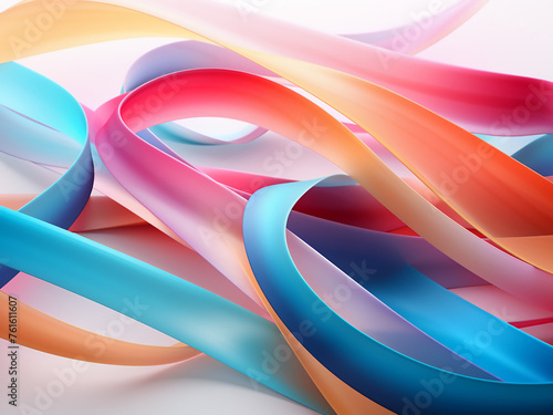 Colorful ribbons create a lively backdrop. AI Generation.