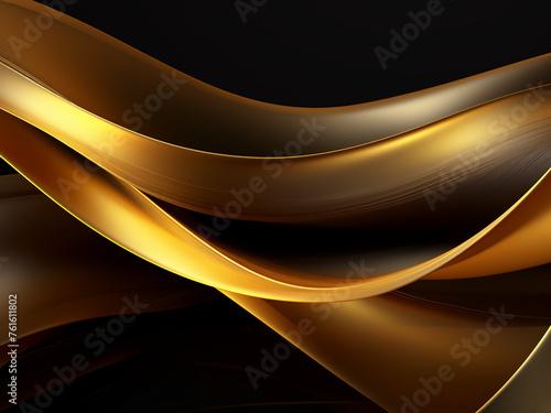 Striking ribbon patterns on a golden surface. AI Generation.