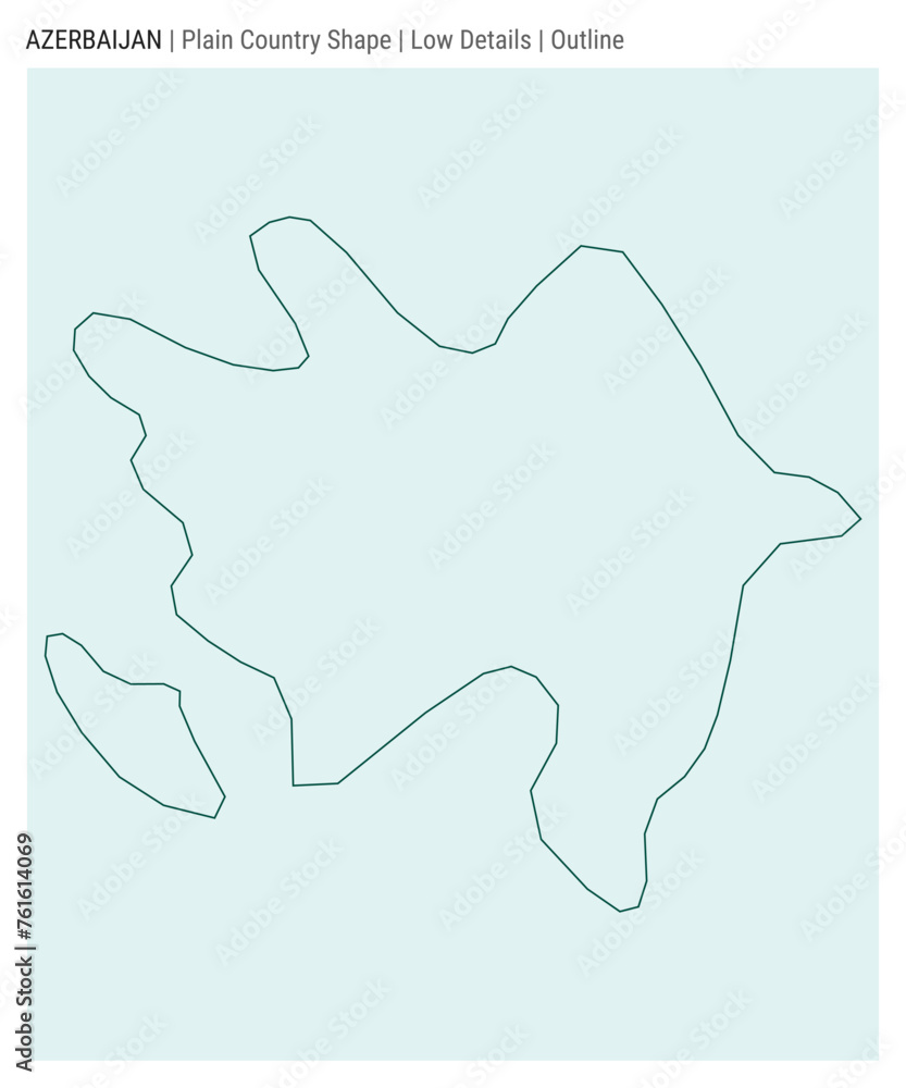 Azerbaijan plain country map. Low Details. Outline style. Shape of Azerbaijan. Vector illustration.