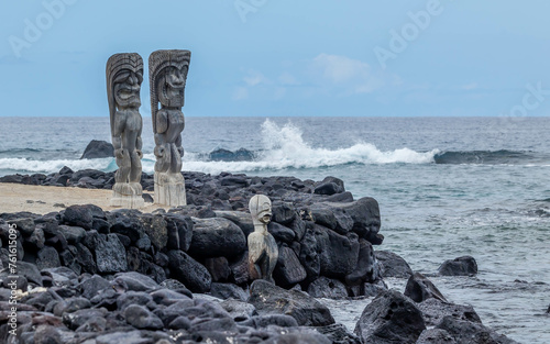 historical tiki totem in Hawaii 