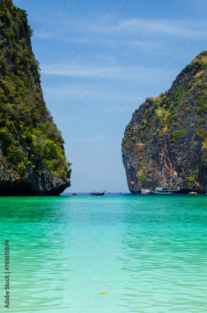 Maya Bay - Beautiful beach in Phi Phi Island - Thailand, March 2024 Maya Bay - Beautiful beach in Phi Phi Island - Thailand, March 2024
