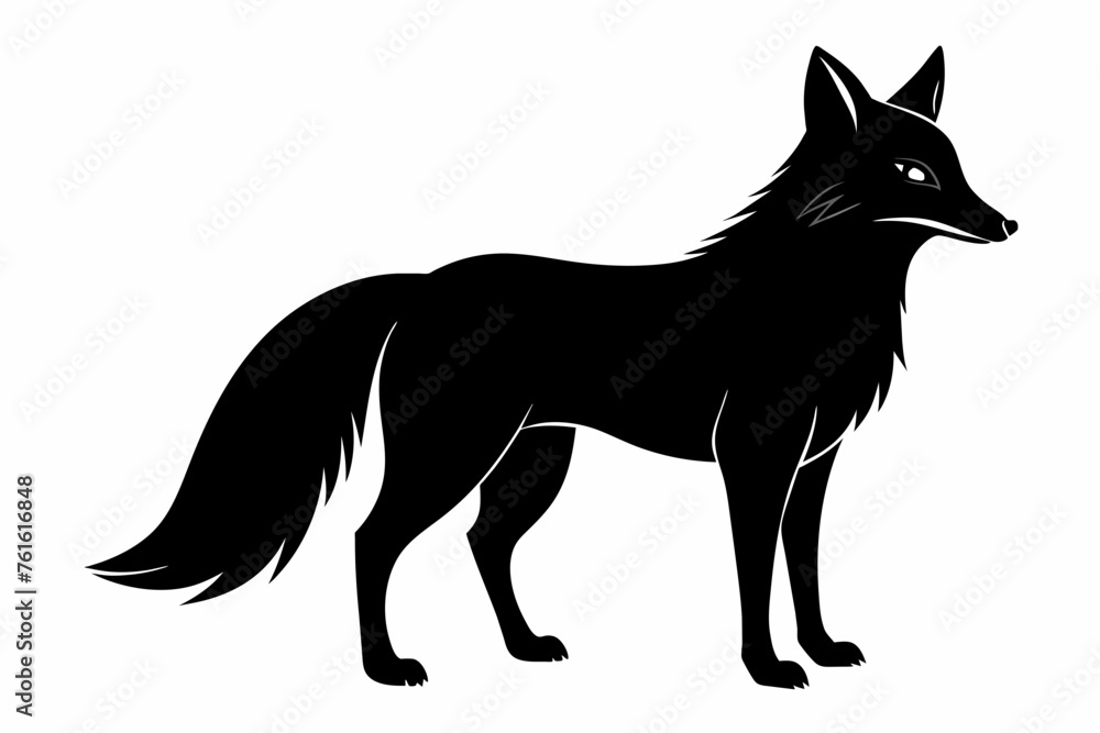 fox silhouette vector on white background.