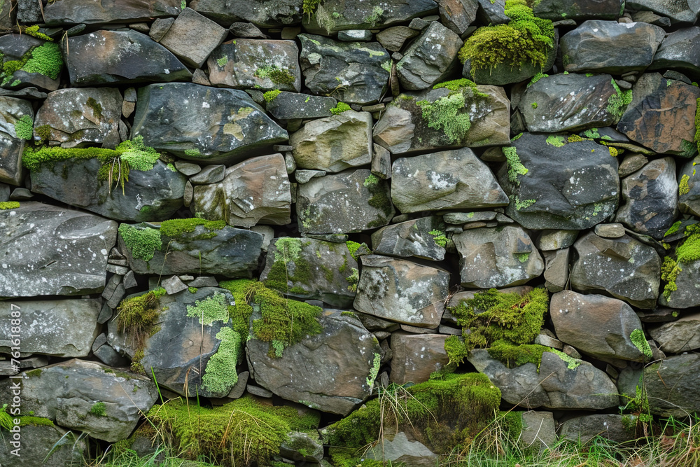 Moosbewachsene Steinmauer