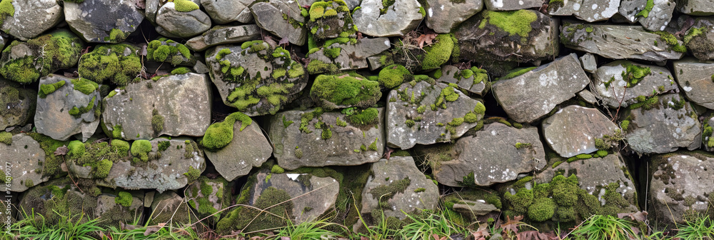 Moosbewachsene Steinmauer