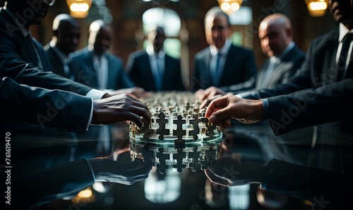 Group of Men Around Glass Table