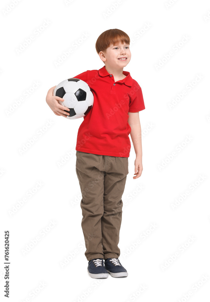 Little boy with soccer ball on white background Little boy with soccer ball on white background