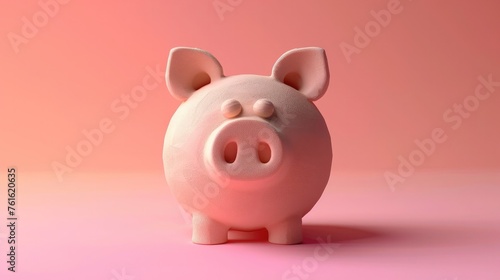 3D Clay Business Icon on Pastel Gradient Background: Charming Piggy Bank Savings Icon