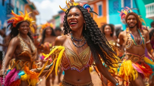Vibrant Caribbean Carnival Celebration, generative ai