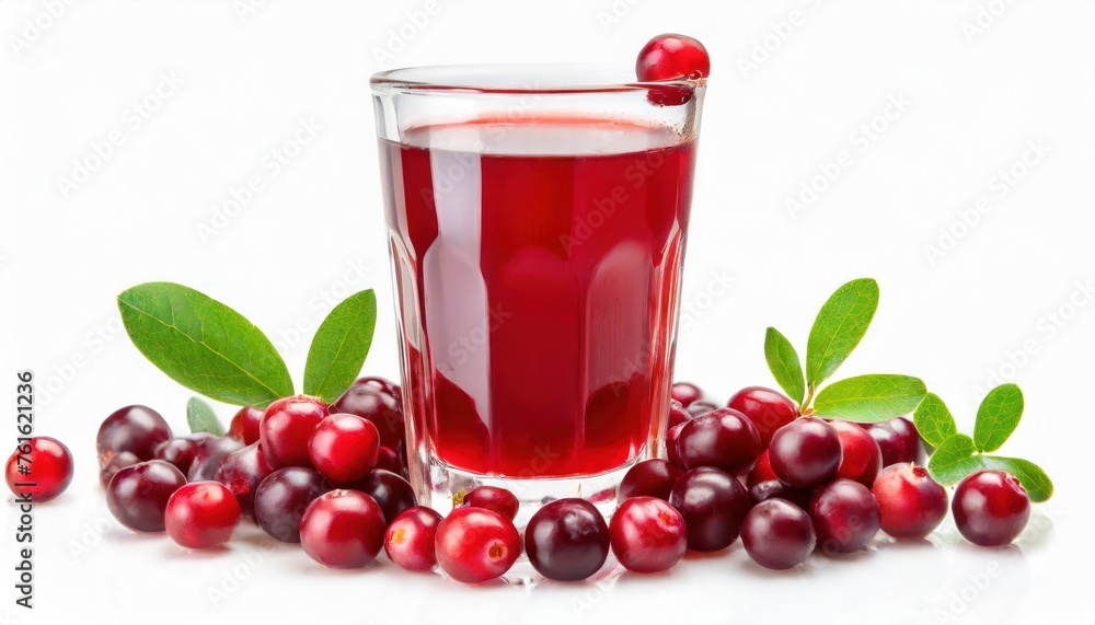 Tasty cranberry juice in glass and fresh berries isolated on white . high quality photo Tasty cranberry juice in glass and fresh berries isolated on white . high quality photo