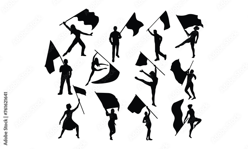 Color guard Silhouette, Cut File, cutting files, printable design, Clipart Color guard Silhouette, Cut File, cutting files, printable design, Clipart