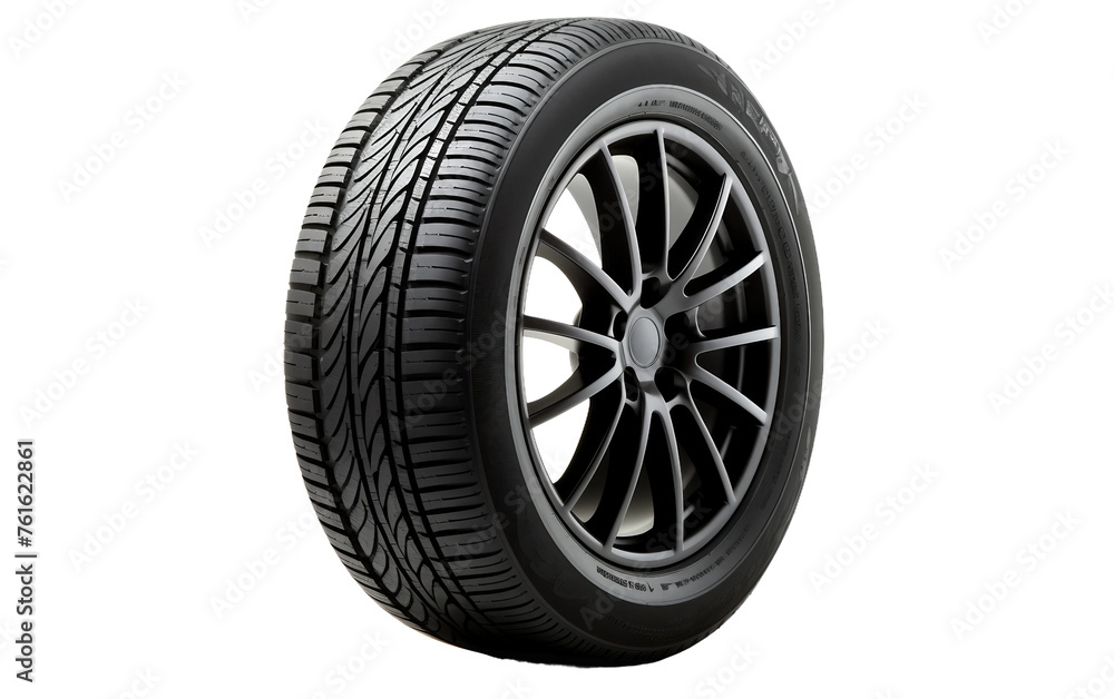 Car Tyre Presented on a Transparent Canvas