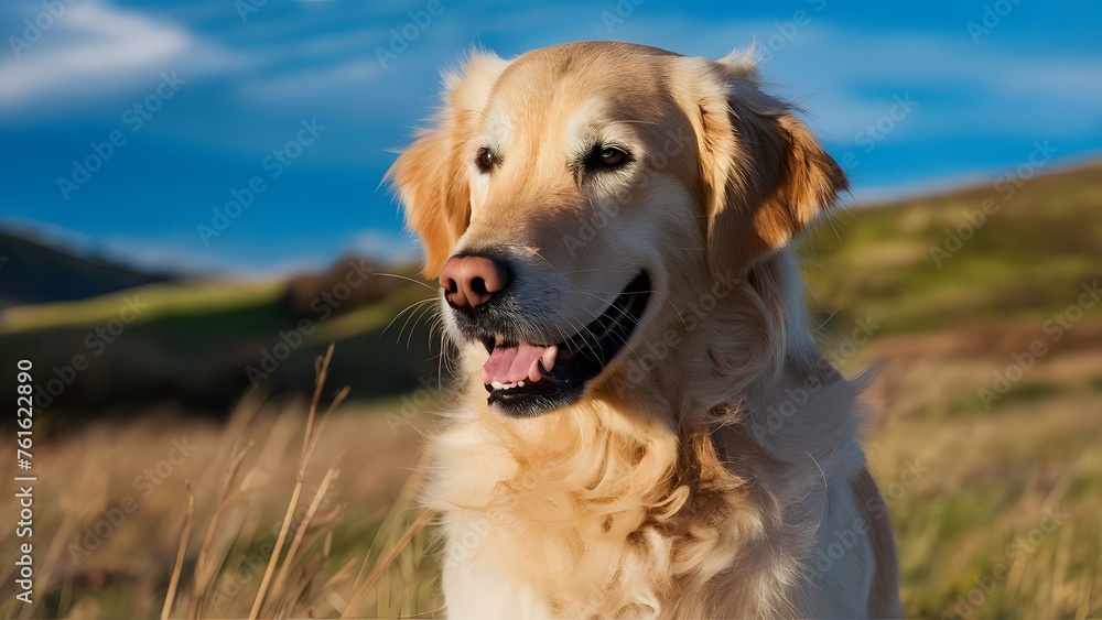 golden retriever dog on grass field