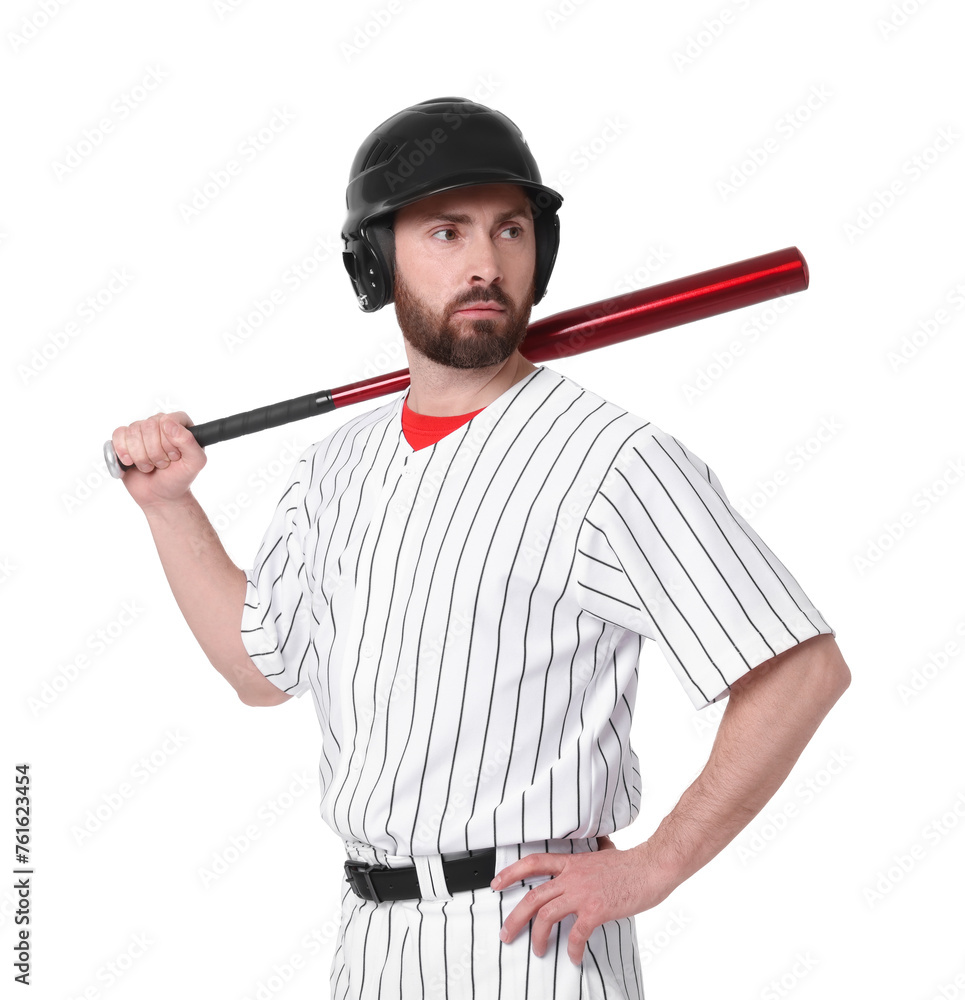 Baseball player with bat on white background Baseball player with bat on white background