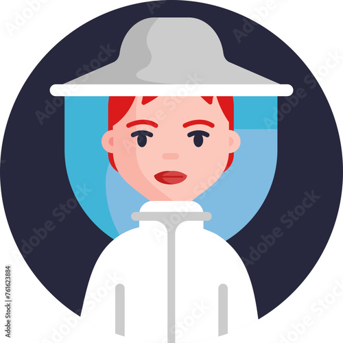 This icon depicts a beekeeper clad in protective gear, tending to beehives with care, symbolizing the dedicated guardianship and nurturing of honeybee colonies.