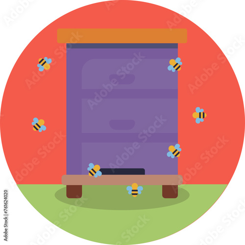 A buzzing hive icon symbolizing the industrious activity of bees, capturing the essence of their tireless work ethic and collective cooperation in honey production.