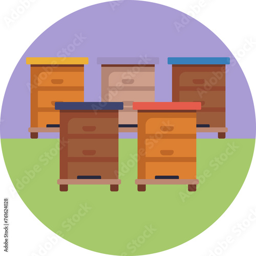 The Bee Hive icon embodies nature's intricate design and the hive's role as a central hub for pollination, honey production, and bee society.
