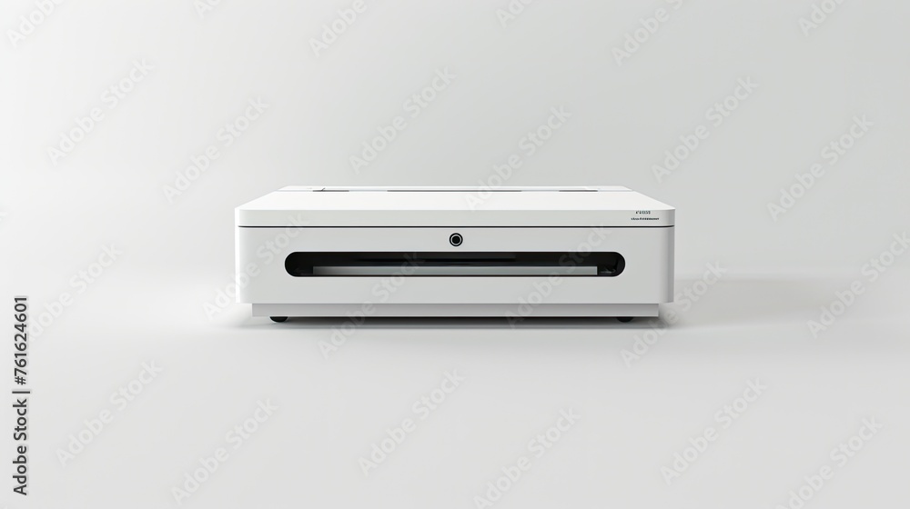 a printer against a pristine white background, showcasing its modern aesthetics and functionality.